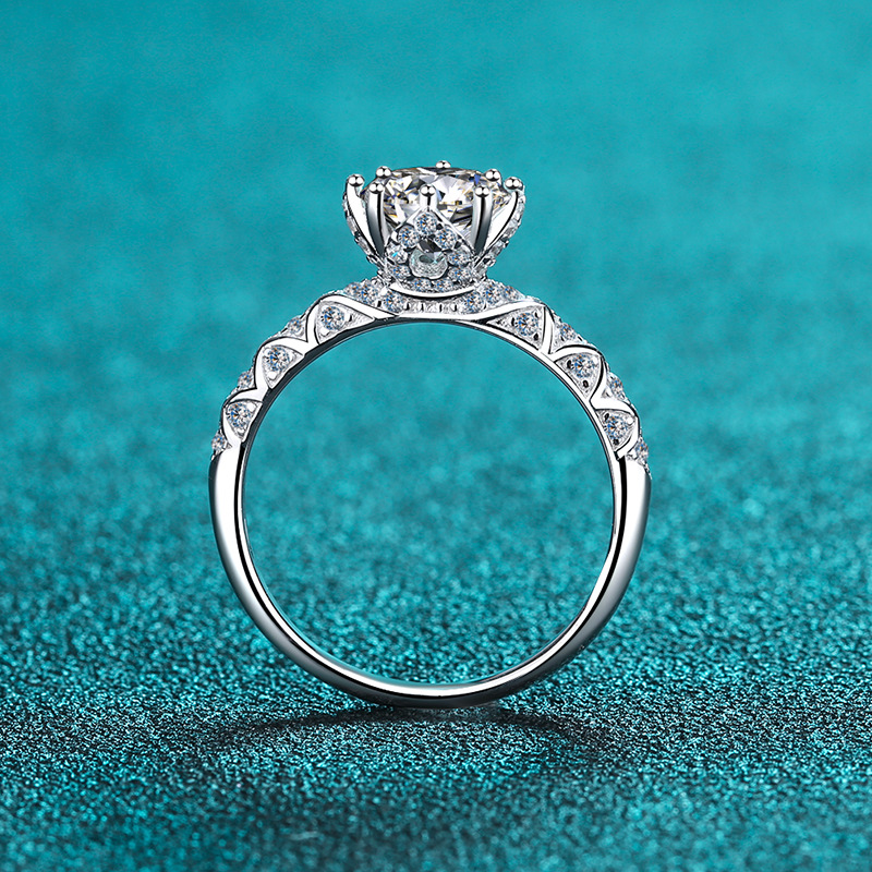 S925 Sterling Silver Women's Moissanite Ring, Octagonal Style, Popular Online Design, Pinky Finger - Image 4