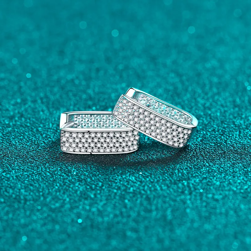 S925 Sterling Silver Moissanite Stud Earrings for Women, Small Square Earrings, Gorgeous and High-End Gift - Image 3
