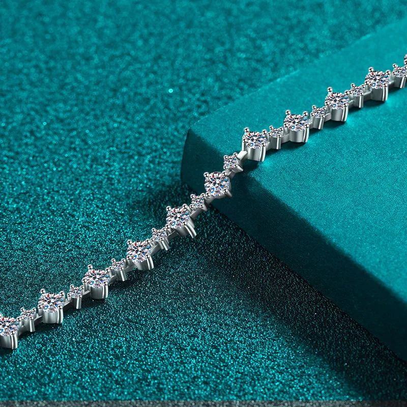 S925 Sterling Silver Moissanite Bracelet for Women: A sophisticated and elegant minimalist design, perfect as a holiday gift. - Image 3