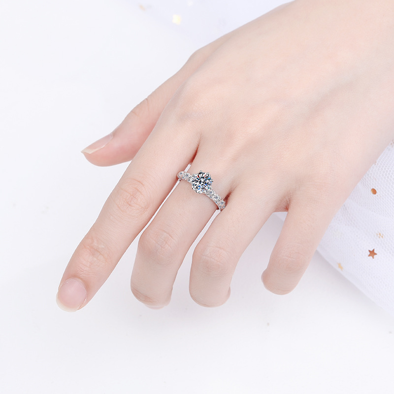 S925 Sterling Silver Women's Moissanite Ring, Octagonal Style, Popular Online Design, Pinky Finger - Image 5
