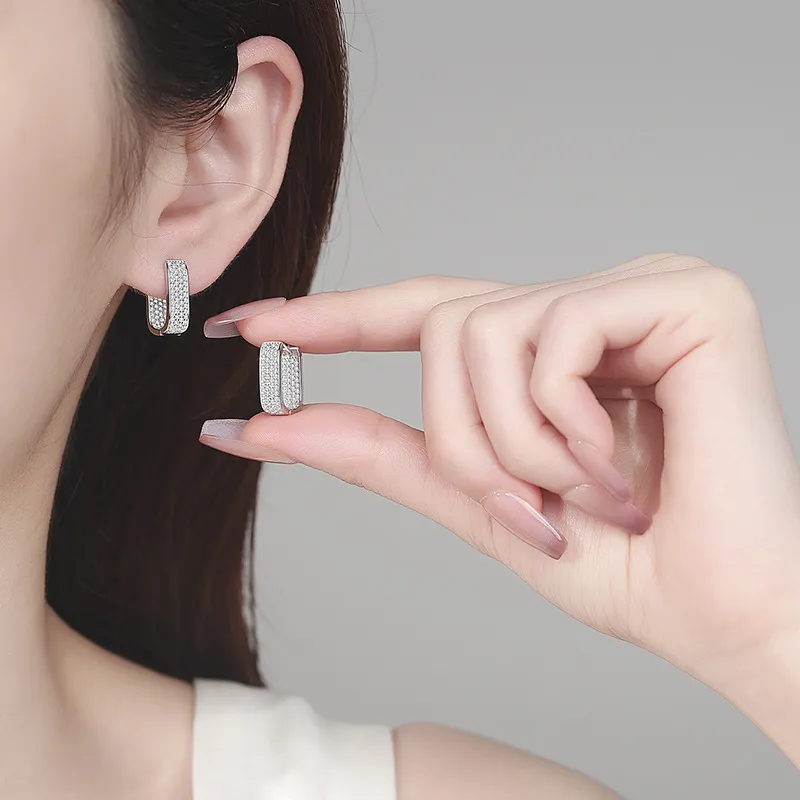 S925 Sterling Silver Moissanite Stud Earrings for Women, Small Square Earrings, Gorgeous and High-End Gift - Image 4