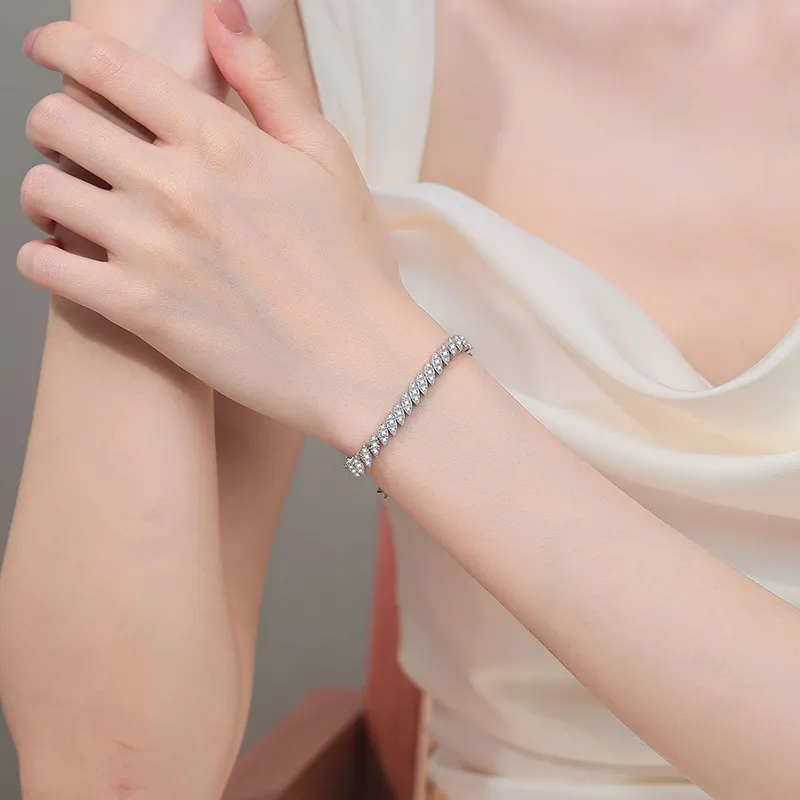 S925 Sterling Silver Full Moissanite Bracelet with Full Diamonds: A luxurious, niche design for fashionistas and versatile accessories. - Image 4