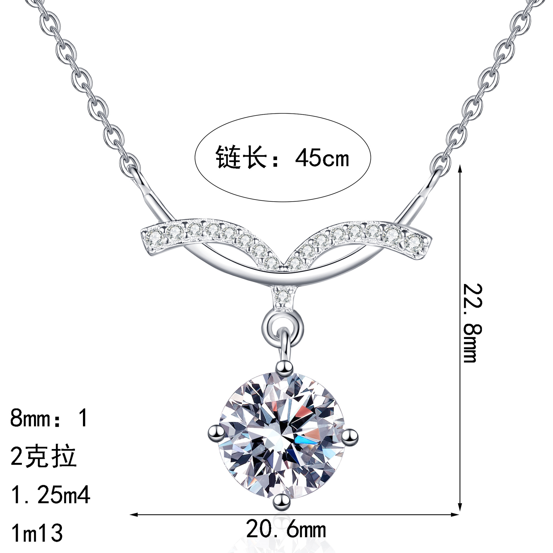 S925 Sterling Silver 2CT Moissanite Necklace with Mermaid Smile Line Pendant - Niche Luxury, Fashionable, and Versatile - Image 5