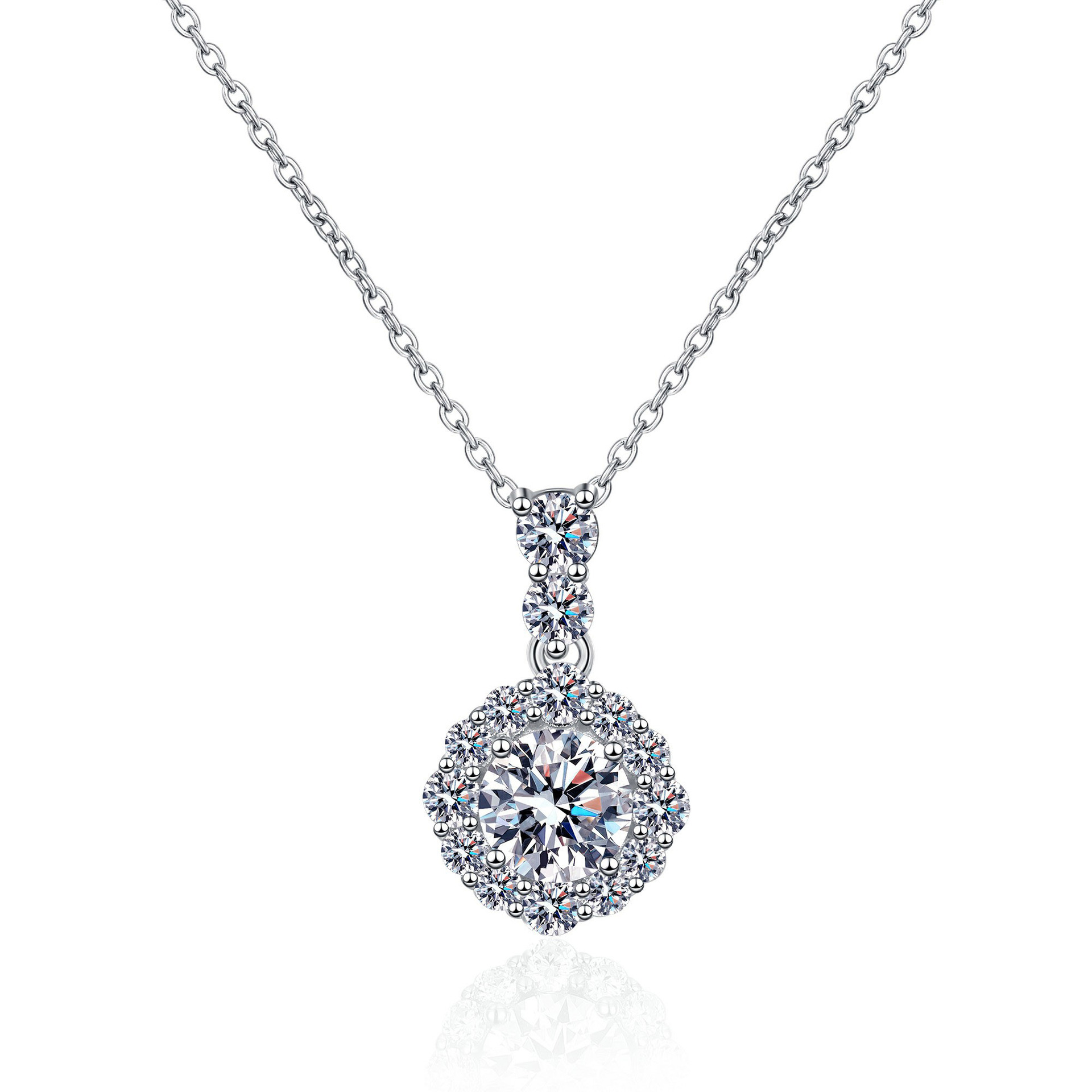 S925 Sterling Silver Moissanite Necklace for Women, Round Bag Pendant, Stylish, Simple, Versatile, Everyday Wear, Fashionable Office Style - Image 2