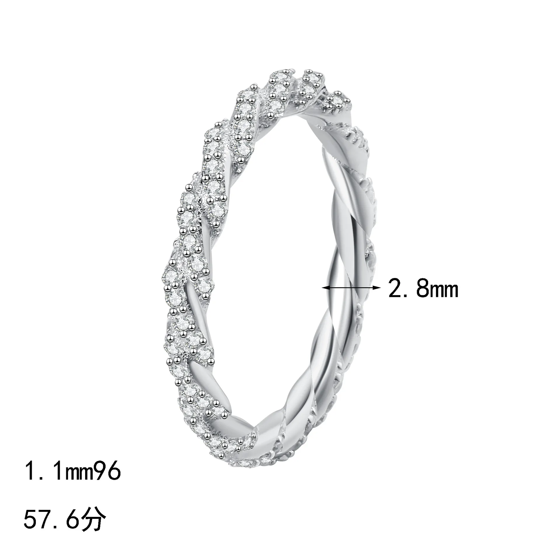 S925 Sterling Silver Moissanite Ring for Women, Exquisite Stackable Style, Diamond-set Small Braided Ring, Simple and Elegant - Image 5