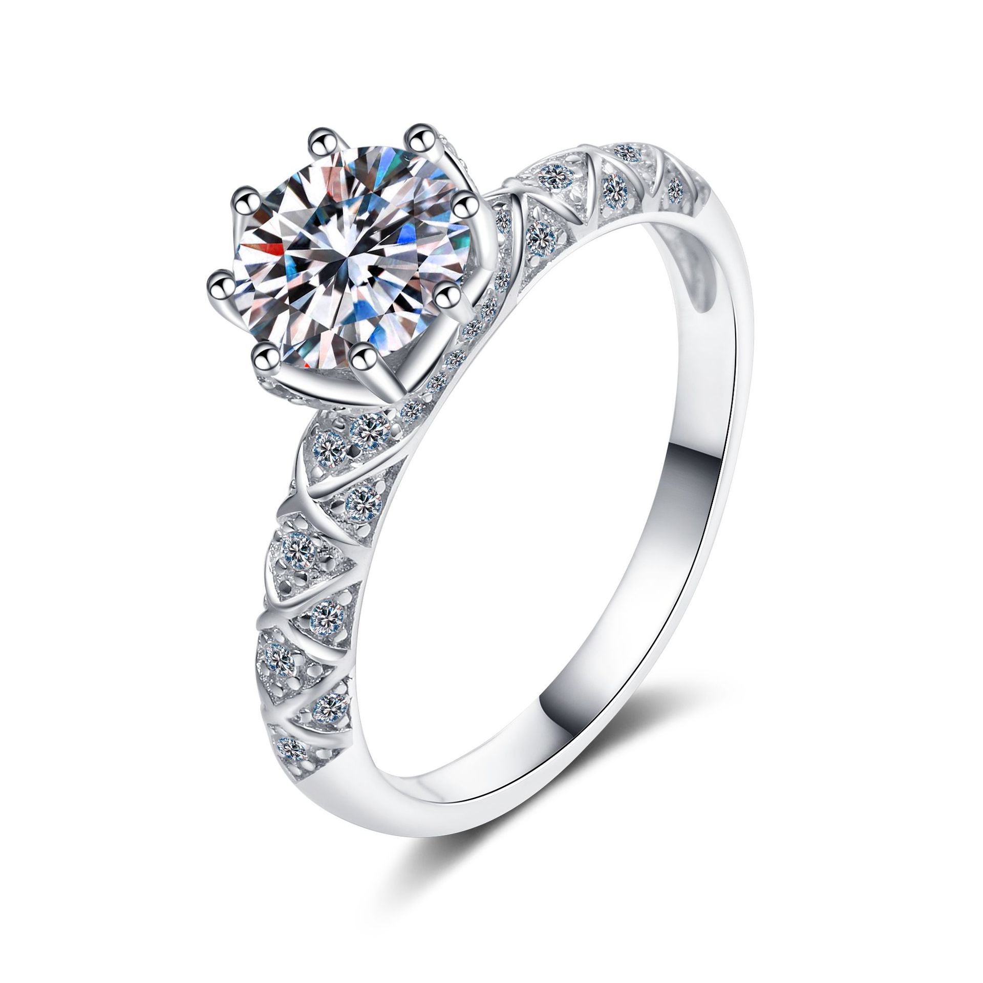 S925 Sterling Silver Women's Moissanite Ring, Octagonal Style, Popular Online Design, Pinky Finger - Image 2