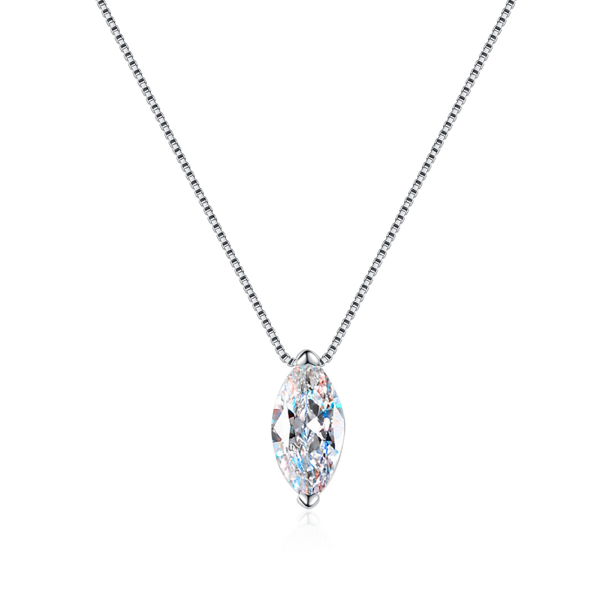 S925 Sterling Silver 1CT Women's Teardrop Minimalist Elegant Clavicle Necklace, Versatile for Everyday Commute, Marquise Moissanite Necklace - Image 2